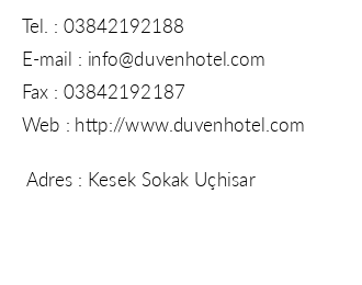 Dven Hotel Cappadocia iletiim bilgileri
